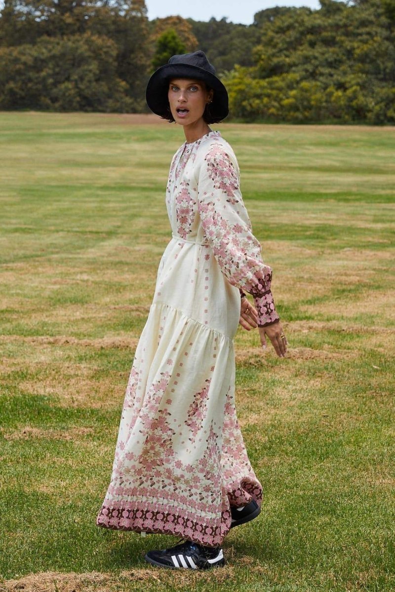 Delia Printed Long Sleeves Maxi Dress