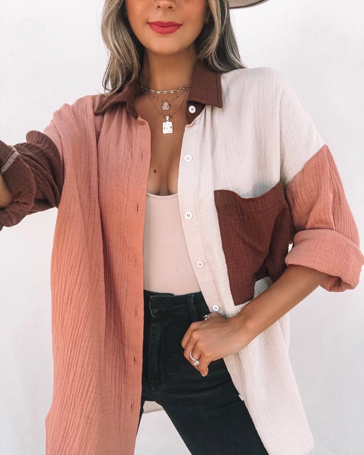 Clothing Multi Color Mosaic Long Sleeve Cardigan Shirt