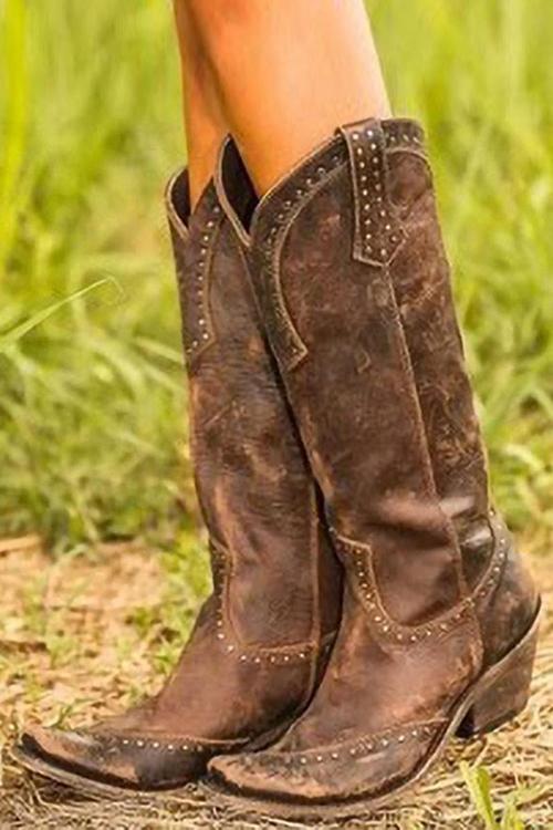 Rustic western cowboy boots