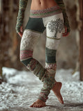 Viking Style Patchwork Embroidered Tree Of Life Leggings elevenforest