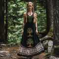 Tribal Celtic Knot Life Of Tree Lace Patchwork Art Linen Tank Dress elevenforest