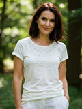 Women's Casual Solid Color Lace Hollow Design T-shirt elevenforest