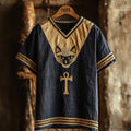 Ankh Ancient Egyptian Cat Art Linen Shirt elevenforest