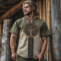 Men's Viking Tribal Celtic Life Of Tree Art Linen Shirt elevenforest