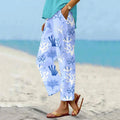 Comstylish Women's Simple Coral Pattern Loose Casual Pants