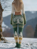 Vintage Viking Tree Of Life Pattern Casual Leggings