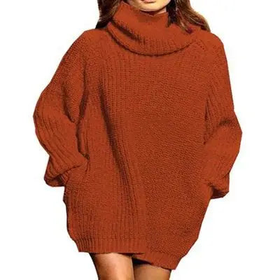 Jade® | Oversized long sleeve knitted turtleneck sweater with pockets