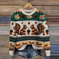 Squirrel Print Knitted Pullover Sweater artswardrobe