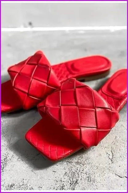 Weave Leather Slippers F1147