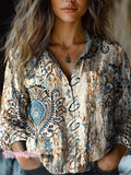 Women's Retro Pattern Art Print Casual Long Sleeve Comfortable Cotton