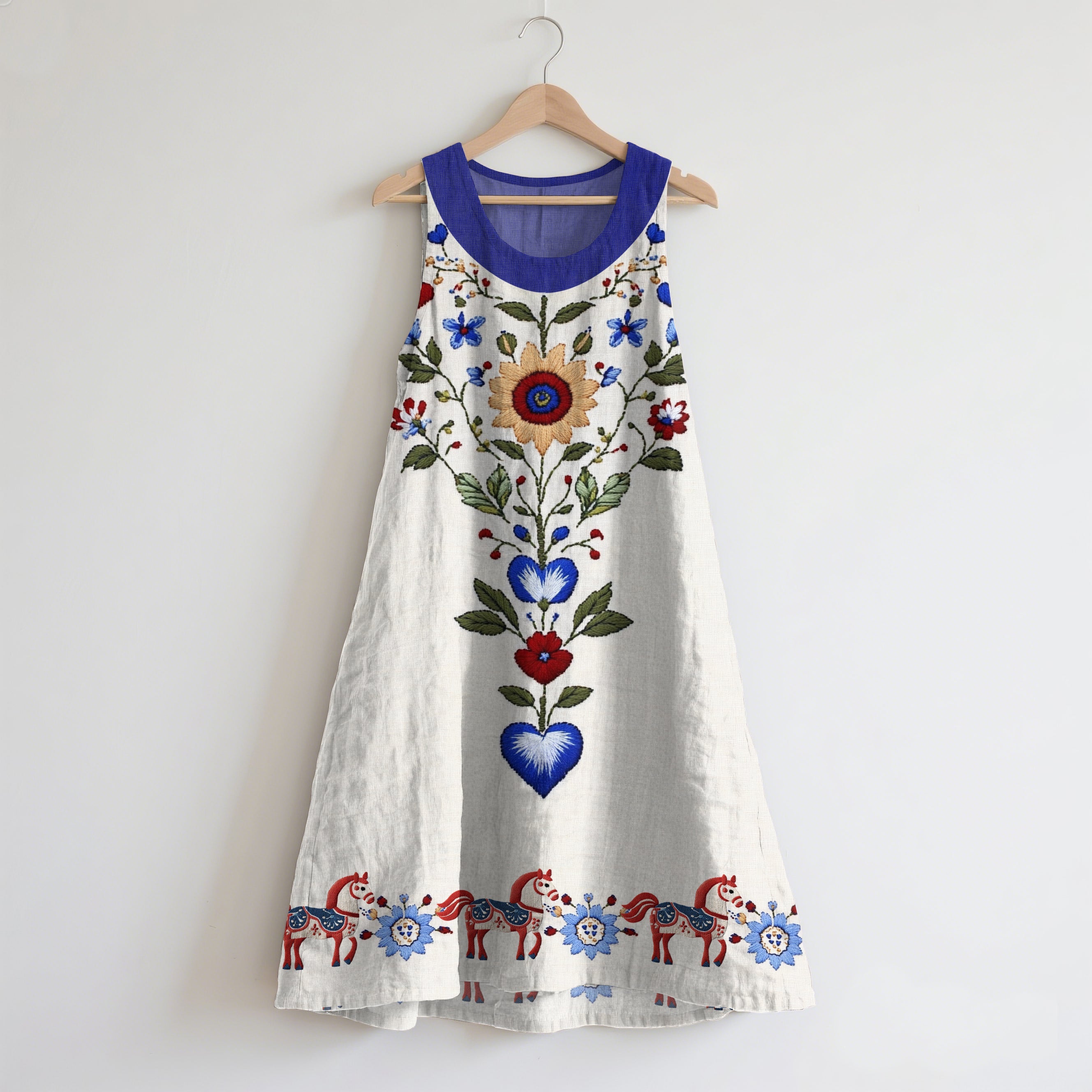 Vintage Swedish Floral Art Linen Tank Dress elevenforest