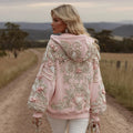 Women's Vintage Flower Embroidery Art Long Sleeve Hoodie elevenforest
