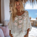 Bohemian Embroidered Rose Round Neck Long Sleeve elevenforest