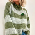 Women's St. Patrick's Day Colorful Clover Turtleneck Sweater elevenforest