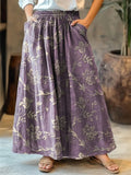 Women's Ethnic Flower Art Print Cotton Skirt elevenforest