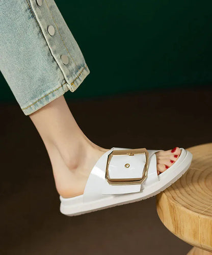 Comfy Black Splicing Platform Slide Sandals Qk038