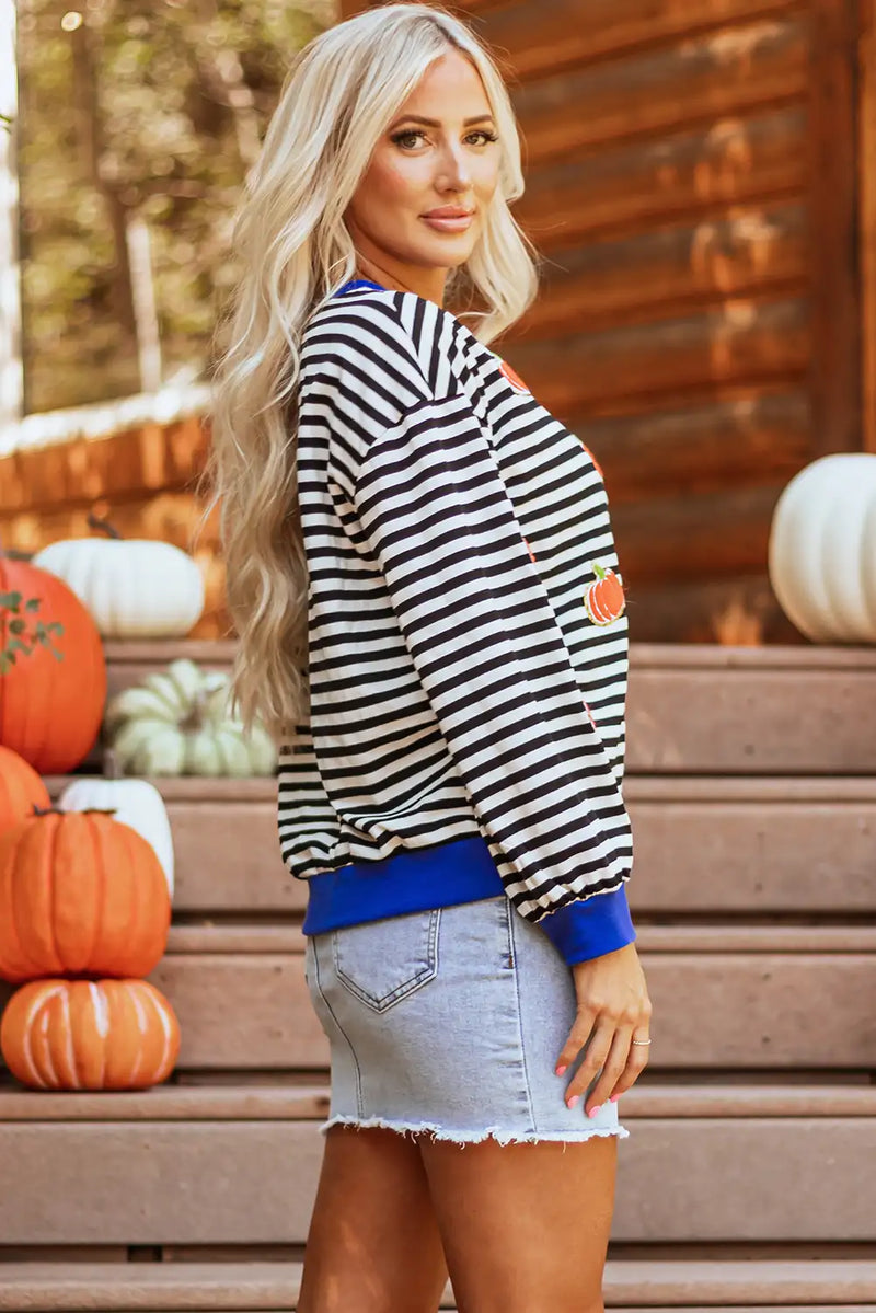 Glitter Halloween Pumpkin Print Oversized Sweatshirt