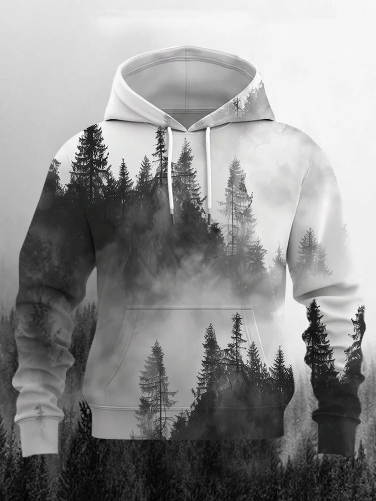 Men's Black Forest Print Hoodie elevenforest