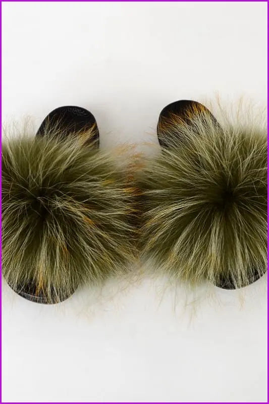 {5-7 Days Wait for Make} New Color Raccoon Fur Slides F581
