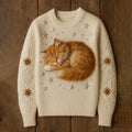 Comstylish Women's Cute Cat Art Knitted Warm Sweater