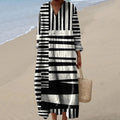 Women's Vintage Abstract Geometry Art Print Cotton Dress elevenforest