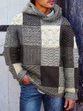 Men's Vintage Afghan Patchwork Cozy Chunky Hooded Sweater elevenforest