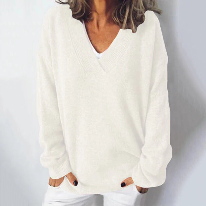 Women's V-Neck Pullover Knitted Sweater elevenforest