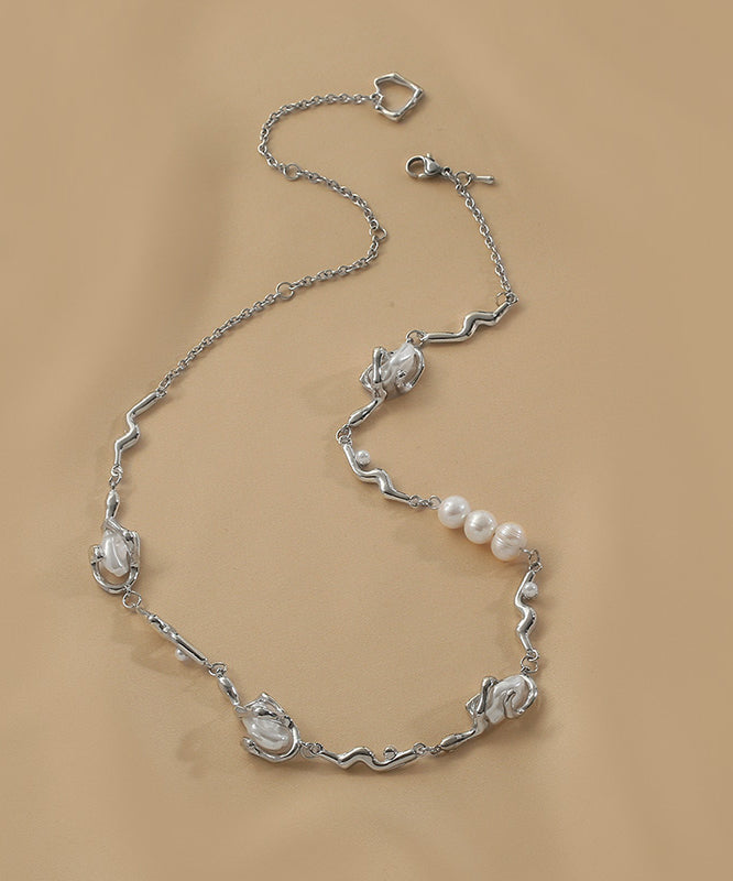 Stering Silver Alloy Pearl Necklace