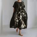 Comstylish Women's Japanese Art Painting Print Midi Dress