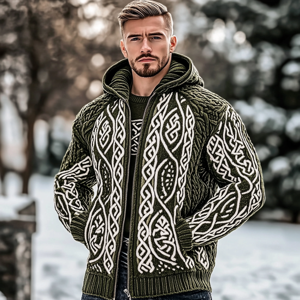 Men's Kyle Style Extra Heavy Hooded Zip-up Sweater elevenforest