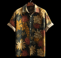 Bohemian Style Plant And Flower Pattern Men's Retro Cotton And Linen Shirt elevenforest