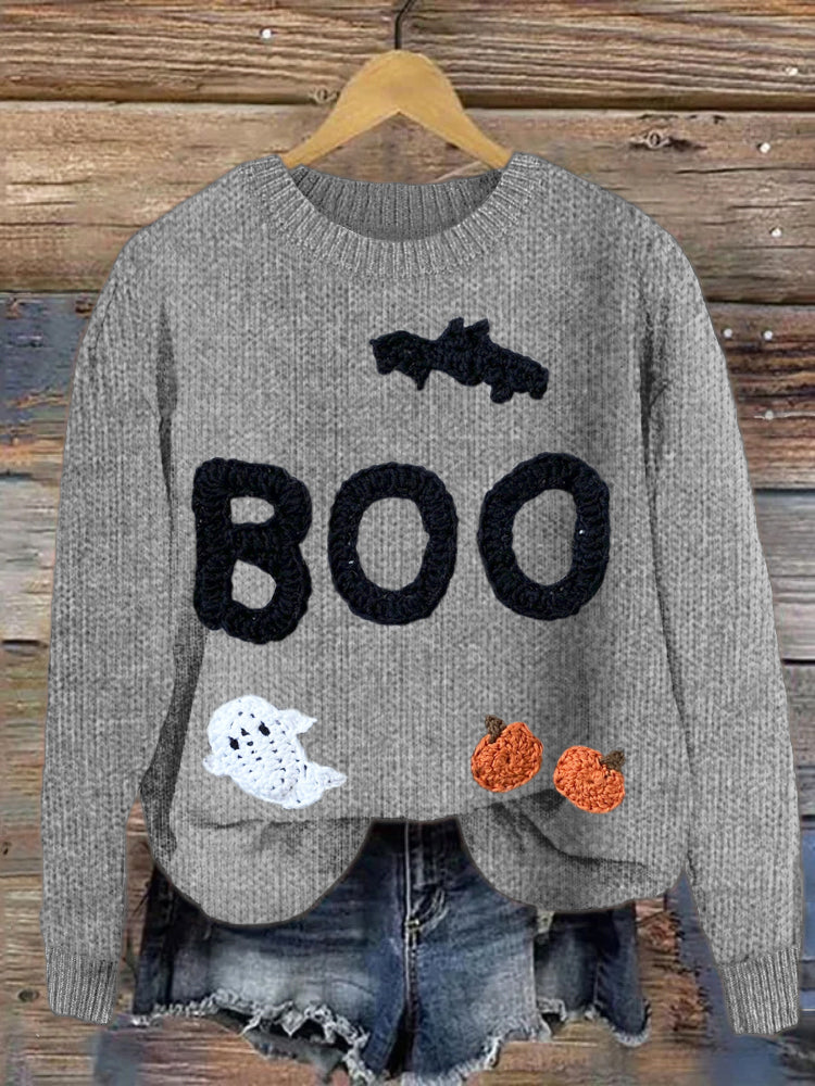 Halloween Boo Knit Cozy Sweater artswardrobe