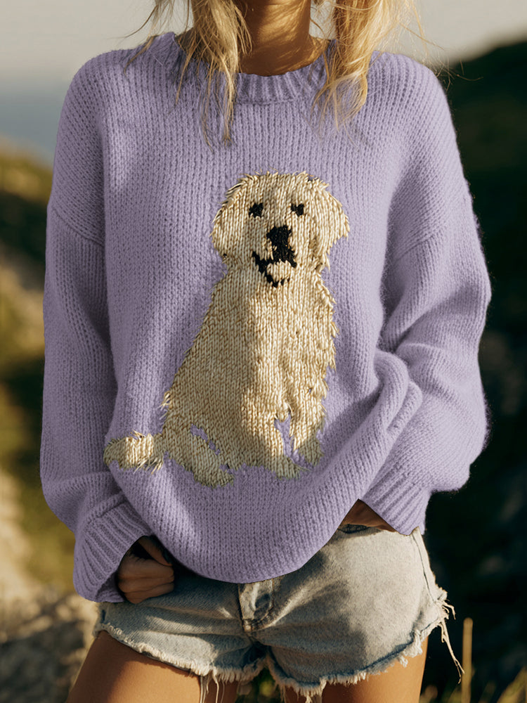 Comstylish Classic Fuzzy Golden Retriever Dog Felt Cozy Knit Sweater