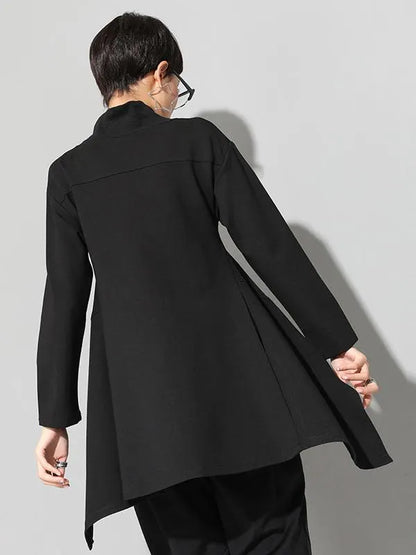 Black Zipper Long Sleeves Swallow-tailed T-shirt