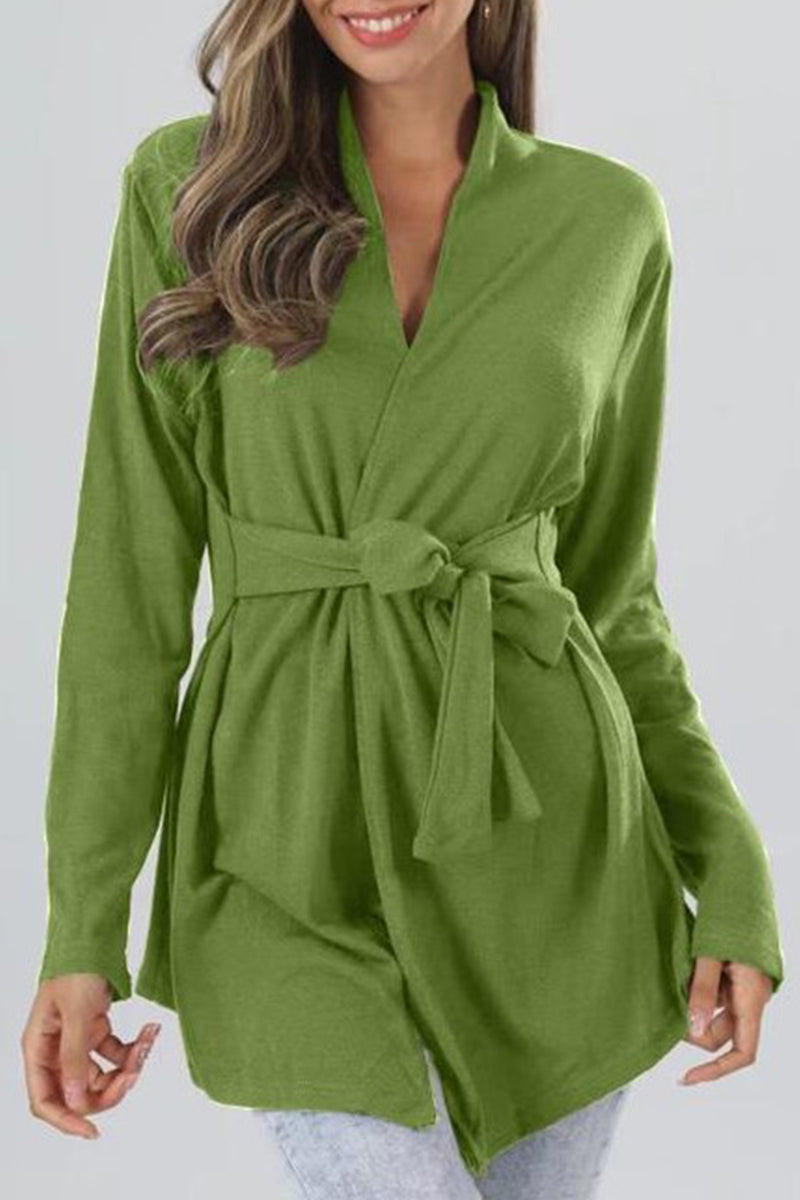 Street Simplicity Bandage V Neck Tops(5 Colors)