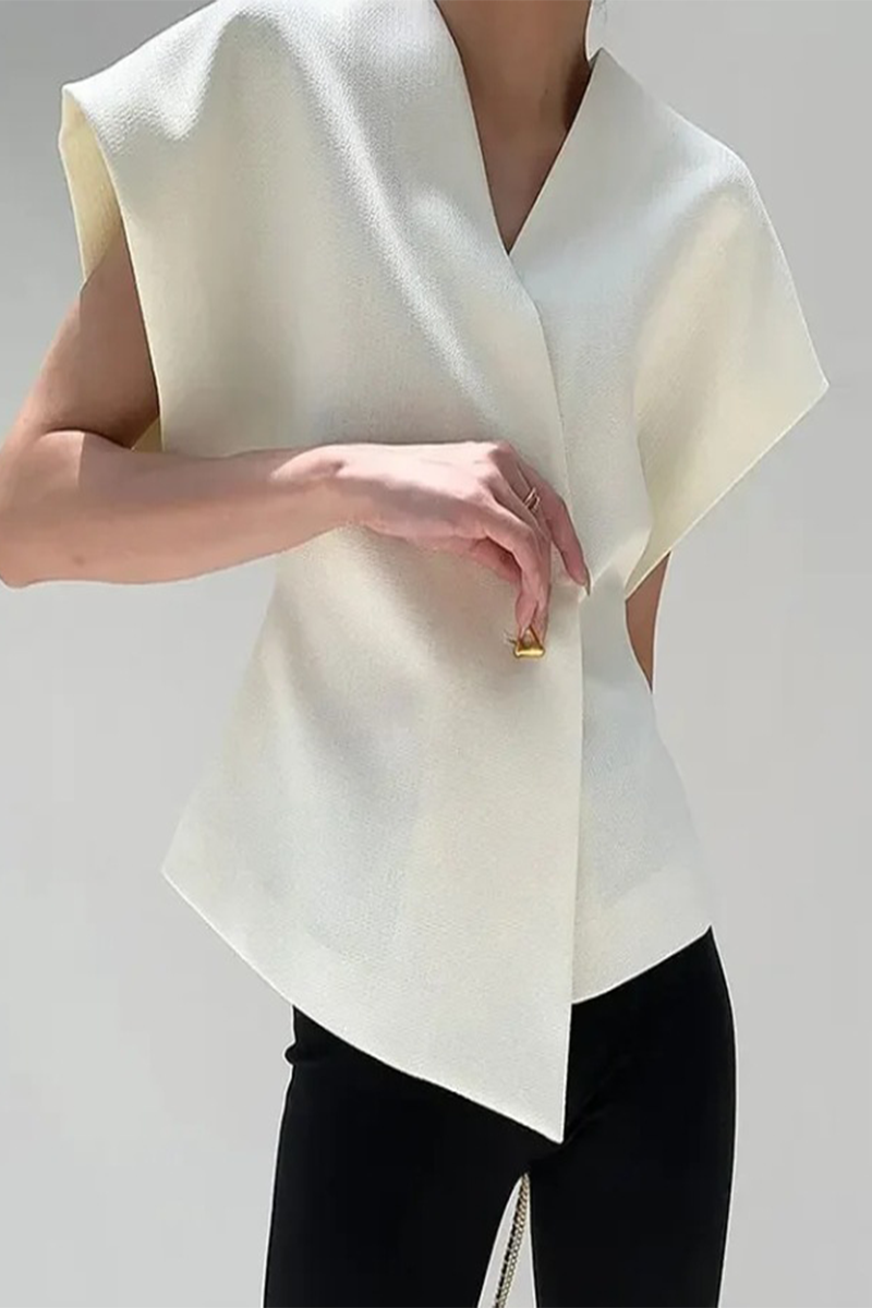 Color Metal Accessories Trim V Neck Waistcoats