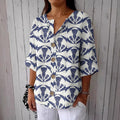 Comstylish Women's Scottish Thistle Print Button Down Shirt