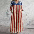 Comstylish Vintage Independence Day Print Women's Linen Dress