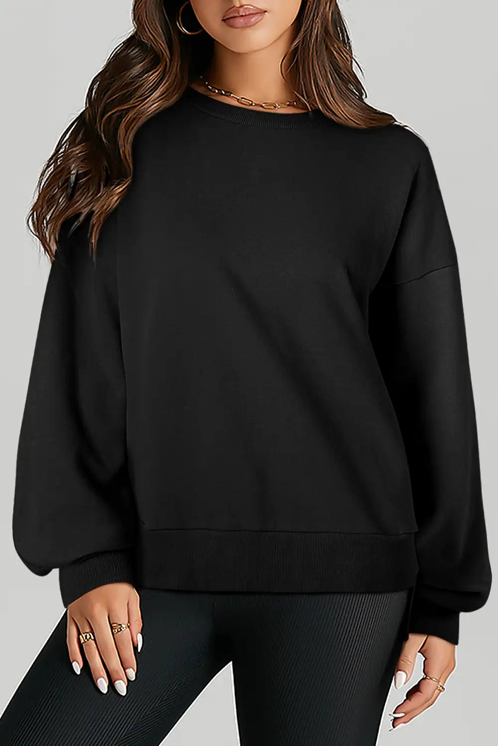 Black High Low Hem Sweatshirt