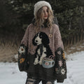 Comstylish Cute Fuzzy Puppy Flower Art Cozy Hooded Sweater