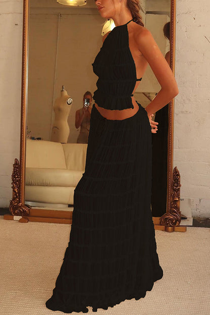 Passion and Romance Pleated Back Elastic Straps Adjustable Halter Tank
