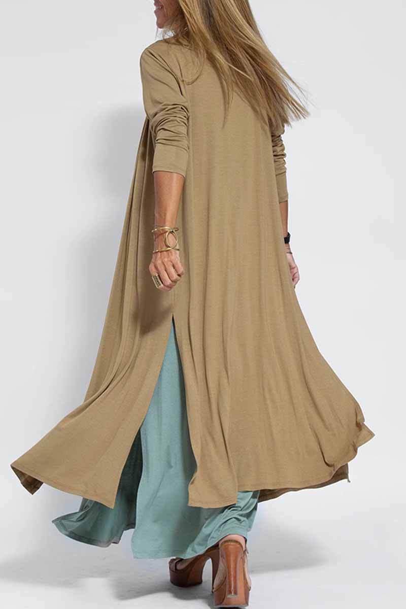 Street Slit Cardigan Collar Outerwear