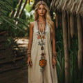 Flower Embroidery V-neck Tank Midi Dress elevenforest