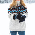 Women'S Fair Isle Geometric Jacquard Knit Half-Zip Sweater elevenforest