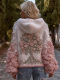 Bohemian Gradient Floral Thick Hooded Sweater elevenforest