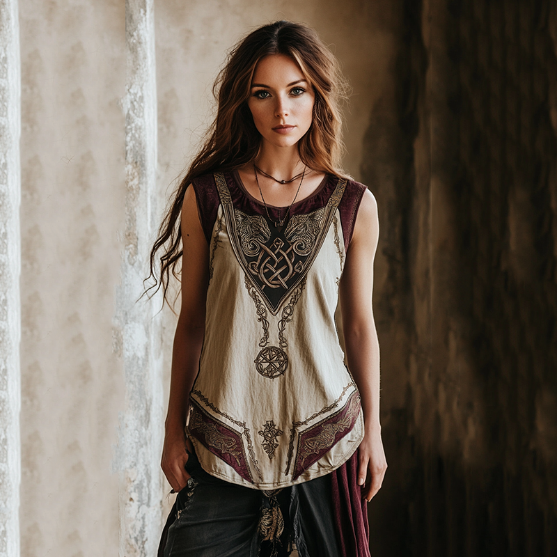 Vintage Viking Celtic Knot Print Tank Top elevenforest