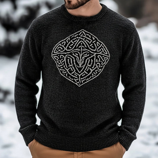 Men's Vintage Celtic Pattern Knit Crew Neck Sweater artswardrobe