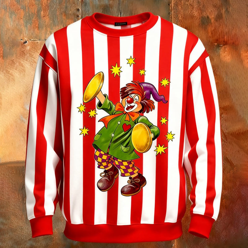 Men's Carnival Clown Print Sweatshirt elevenforest