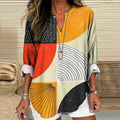 Comstylish Women's Vintage Abstract Painting Art Print Shirt