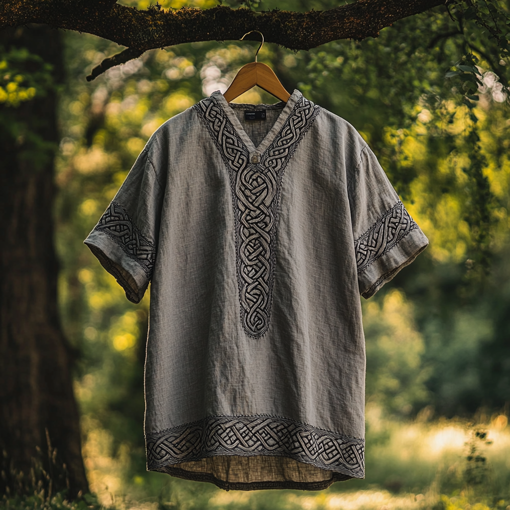 Viking Mythology Celtic Knot Cotton Linen T-shirt elevenforest